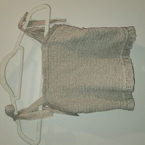 Abercrombie and Fitch Tan and White Smocked Tube Top with Tie Straps